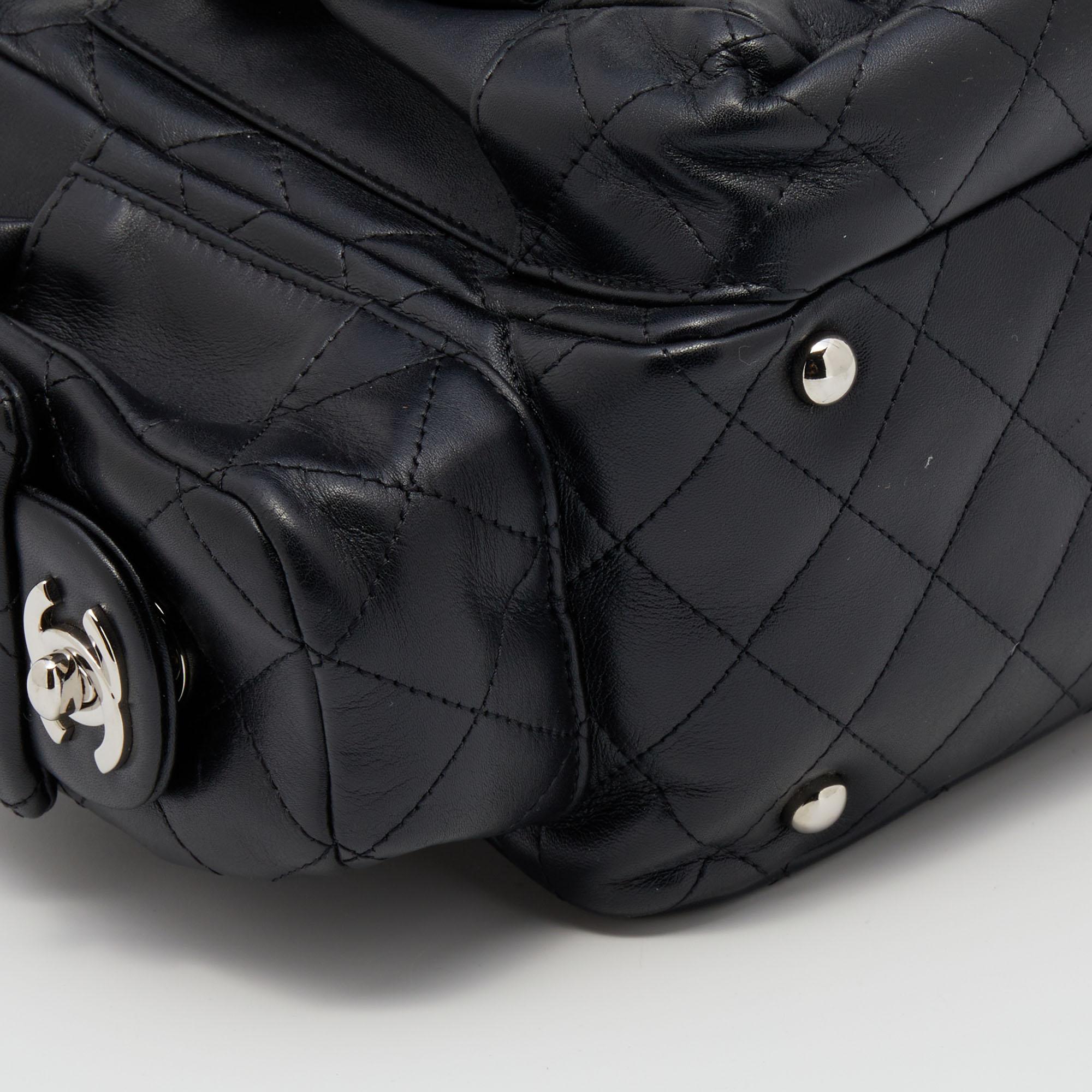 Chanel Black Quilted Leather Ligne Cambon Reporter Bag 8