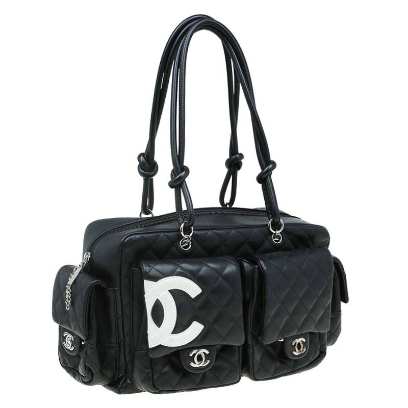 Women's Chanel Black Quilted Leather Ligne Cambon Reporter Bag