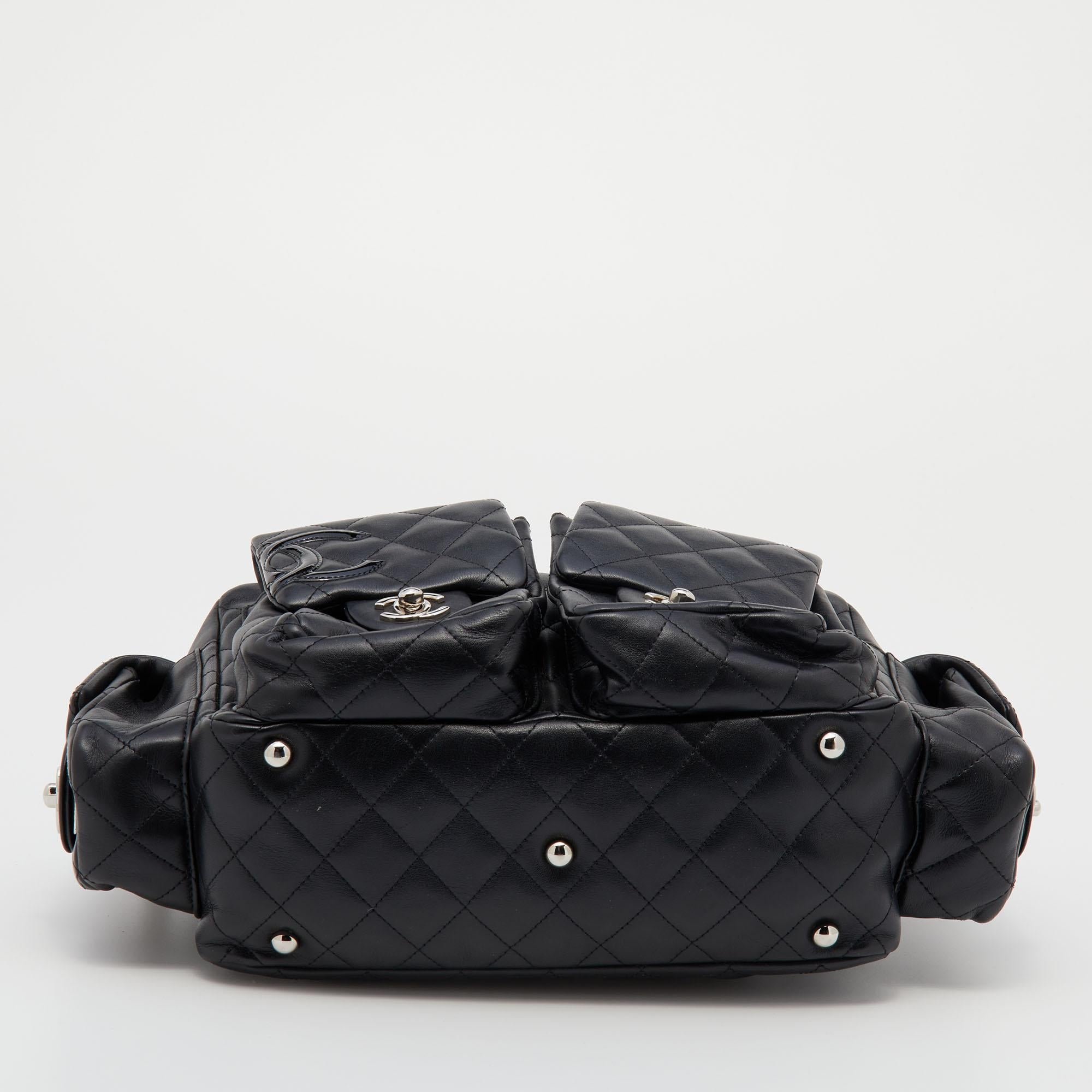 Chanel Black Quilted Leather Ligne Cambon Reporter Bag 1