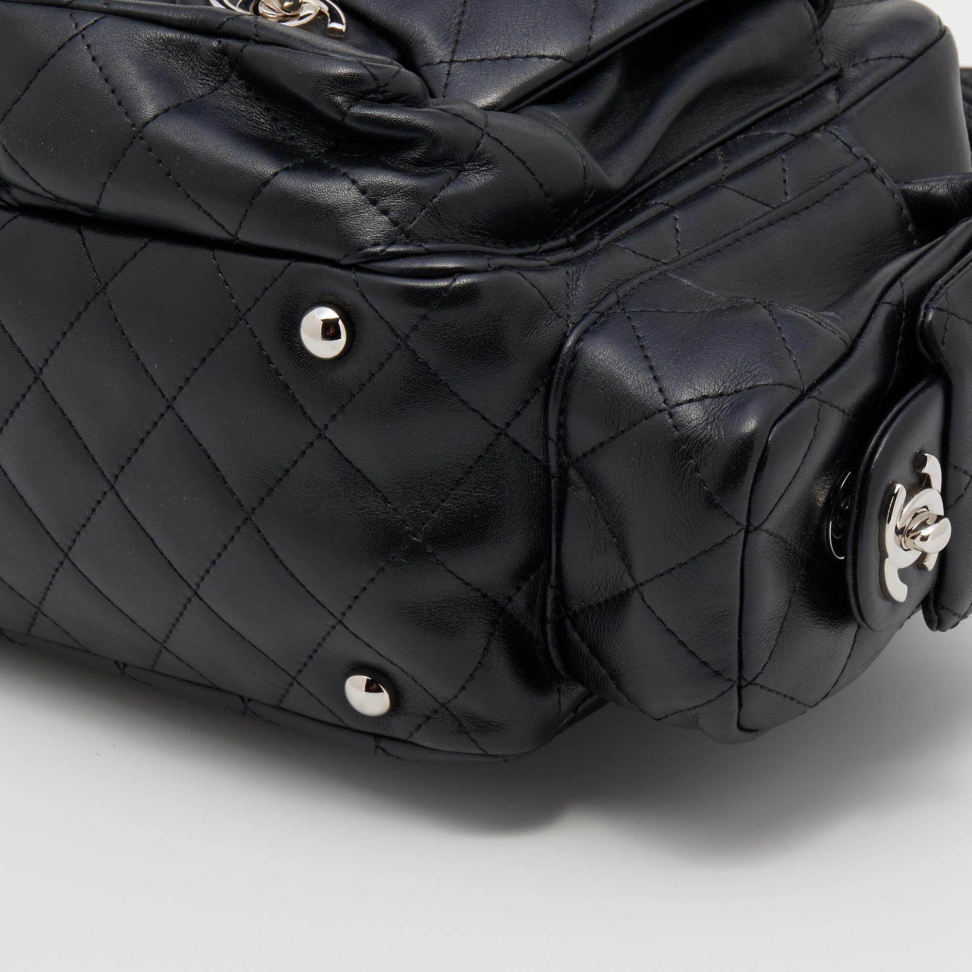 Chanel Black Quilted Leather Ligne Cambon Reporter Bag 3