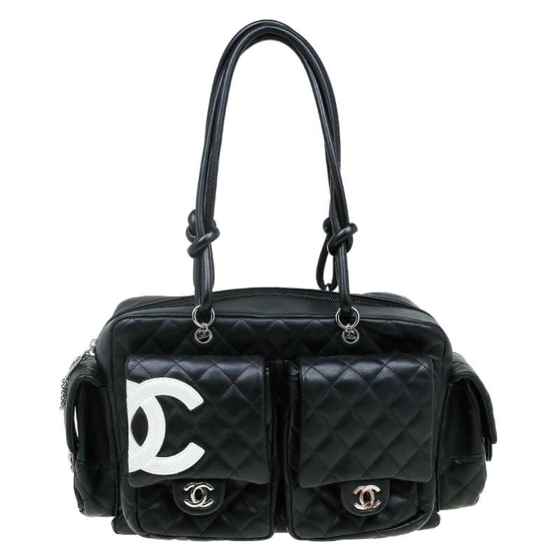 Chanel Black Quilted Leather Ligne Cambon Reporter Bag