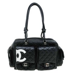 Chanel Black Quilted Leather Ligne Cambon Reporter Bag