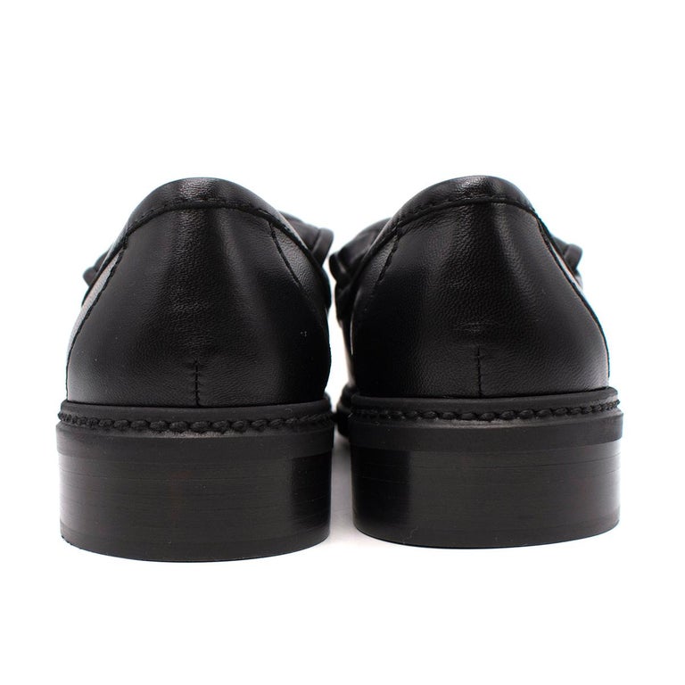 2023 CHANEL BLACK LEATHER LOAFERS OXFORD SHOES 38 NEW