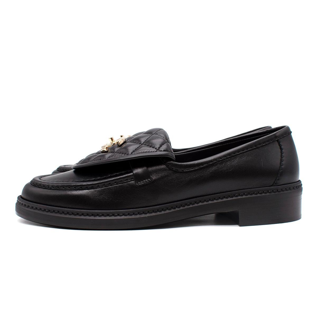 chanel lambskin quilted cc turnlock loafers