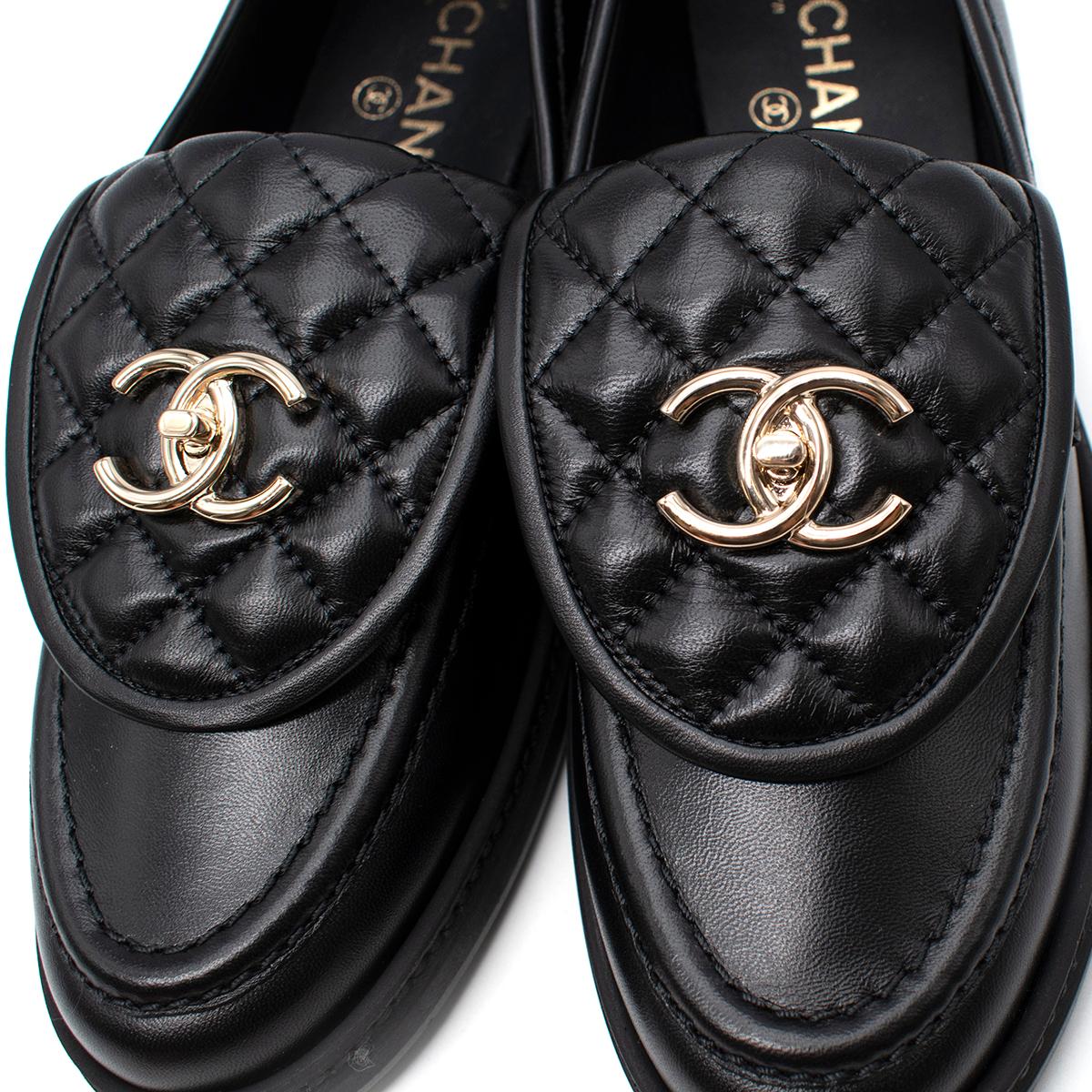 Women's Chanel Black Quilted Leather Loafers - Colour Sold Out/Rare - Us size 9 