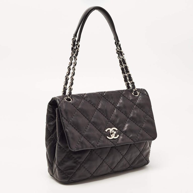 Chanel Black Quilted Leather Love Me Tender Flap Bag For Sale at