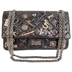 Chanel Black Quilted Leather Lucky Charms 2.55 Reissue Flap Bag