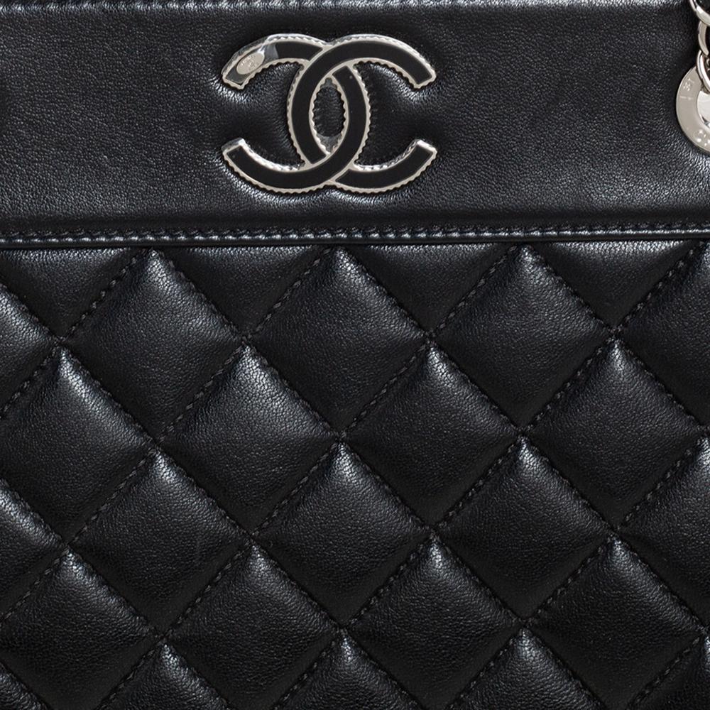 Chanel Black Quilted Leather Mademoiselle Vintage Shopping Tote 7