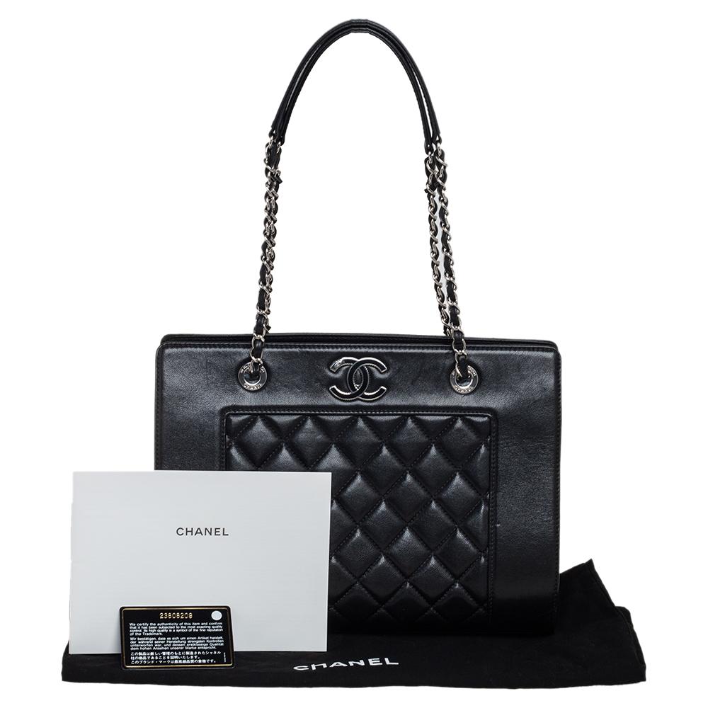 Chanel Black Quilted Leather Mademoiselle Vintage Shopping Tote 8