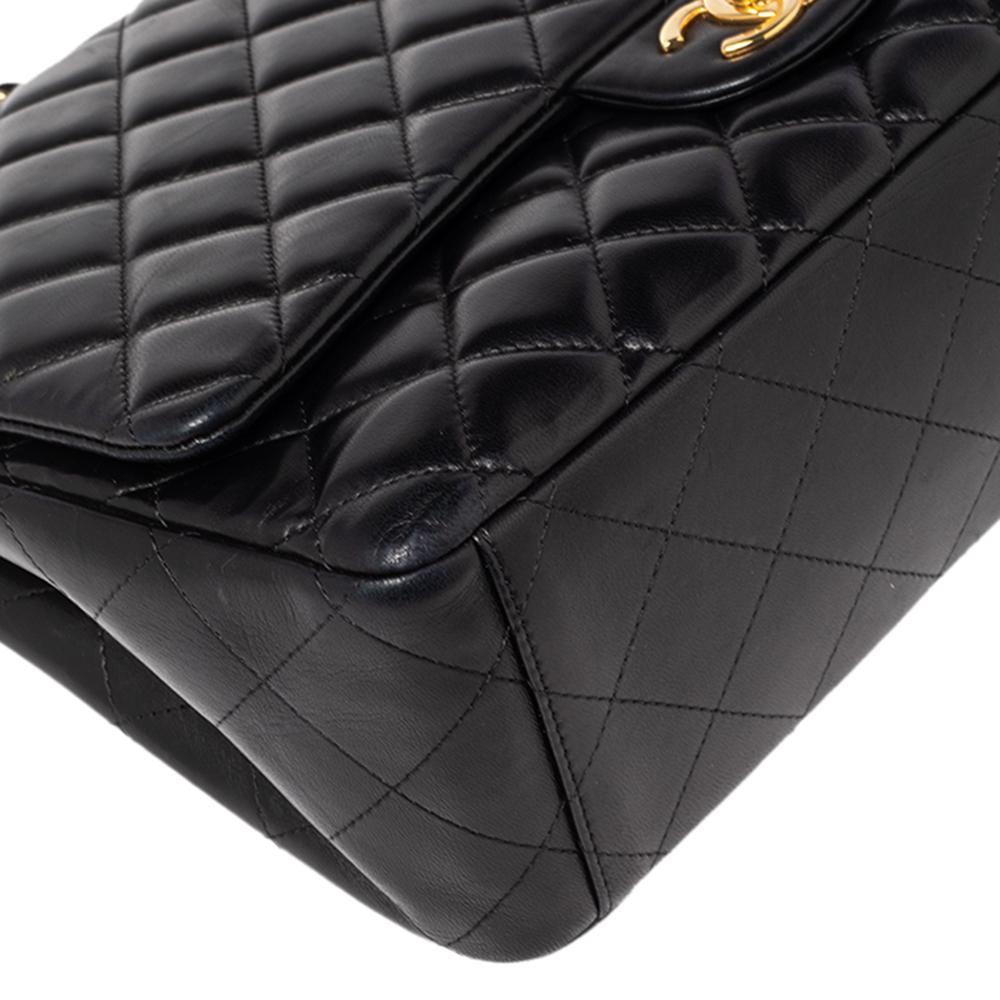 Chanel Black Quilted Leather Maxi Classic Double Flap Bag 7