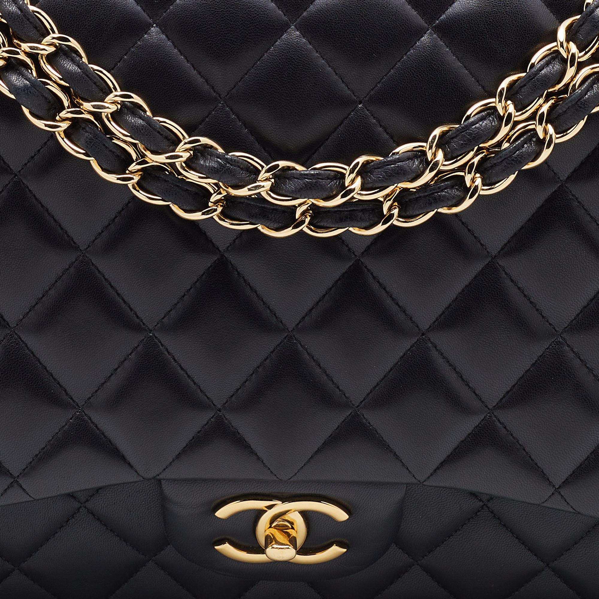 Chanel Black Quilted Leather Maxi Classic Double Flap Bag 7