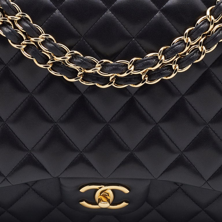 Chanel Maxi Classic Flap Caviar Black Gold Hardware - Luxury Shopping