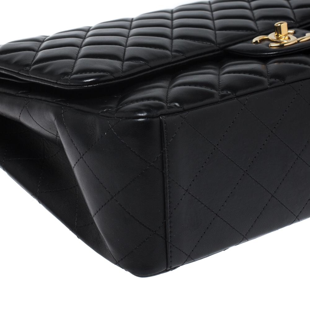 Chanel Black Quilted Leather Maxi Classic Double Flap Bag 1