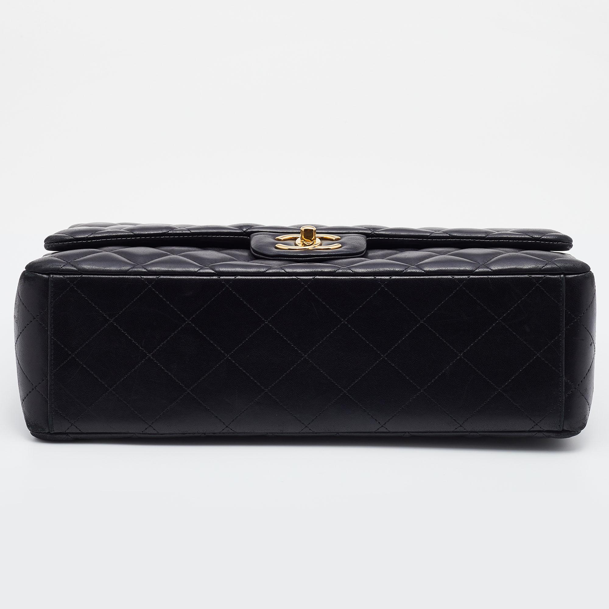 Chanel Black Quilted Leather Maxi Classic Double Flap Bag 1