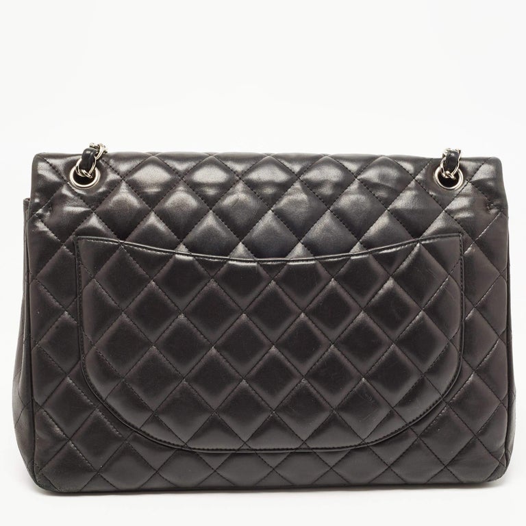 Chanel Black Quilted Leather Maxi Classic Double Flap Bag For Sale at  1stDibs