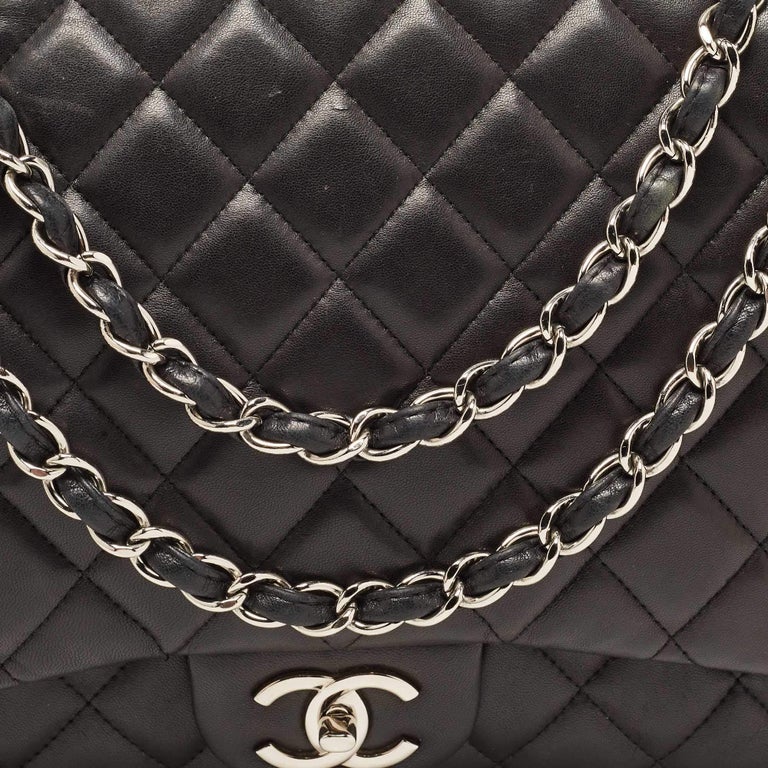 Chanel Black Quilted Leather Maxi Classic Double Flap Bag For Sale at  1stDibs