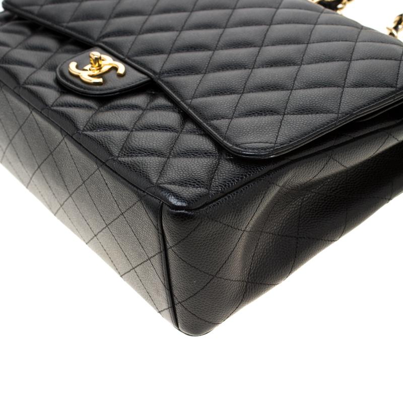 Chanel Black Quilted Leather Maxi Classic Double Flap Bag 4