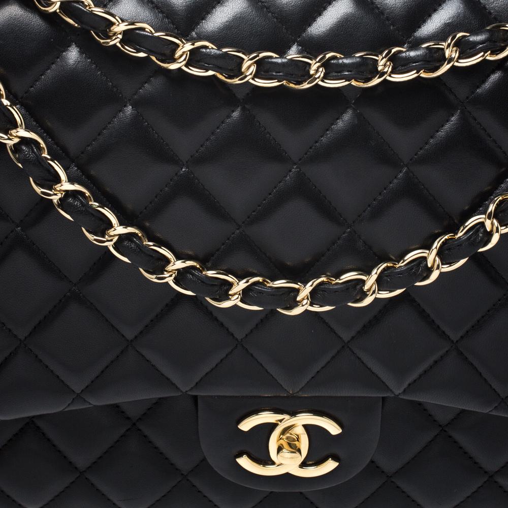 Chanel Black Quilted Leather Maxi Classic Double Flap Bag 5