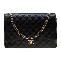 Chanel Black Quilted Leather Maxi Classic Double Flap Bag