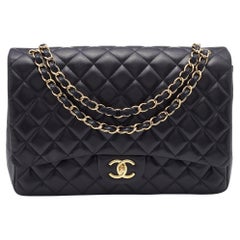 Chanel Black Quilted Leather Maxi Classic Double Flap Bag