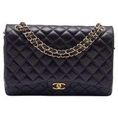 Chanel Black Quilted Leather Maxi Classic Double Flap Bag