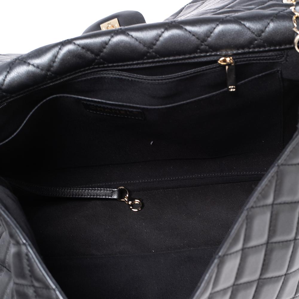 Chanel Black Quilted Leather Maxi Classic Flap Bag 7