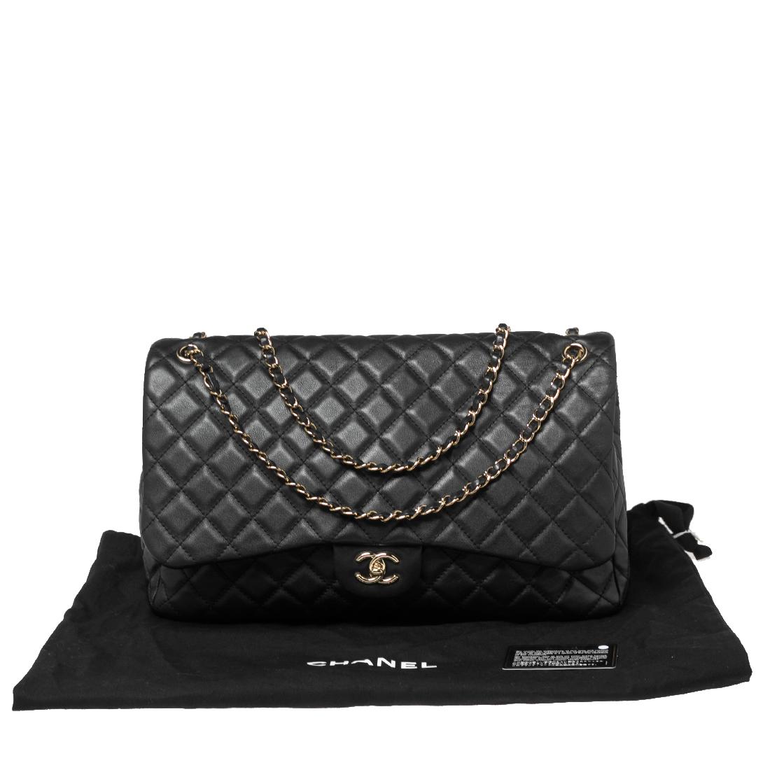 Chanel Black Quilted Leather Maxi Classic Flap Bag 8