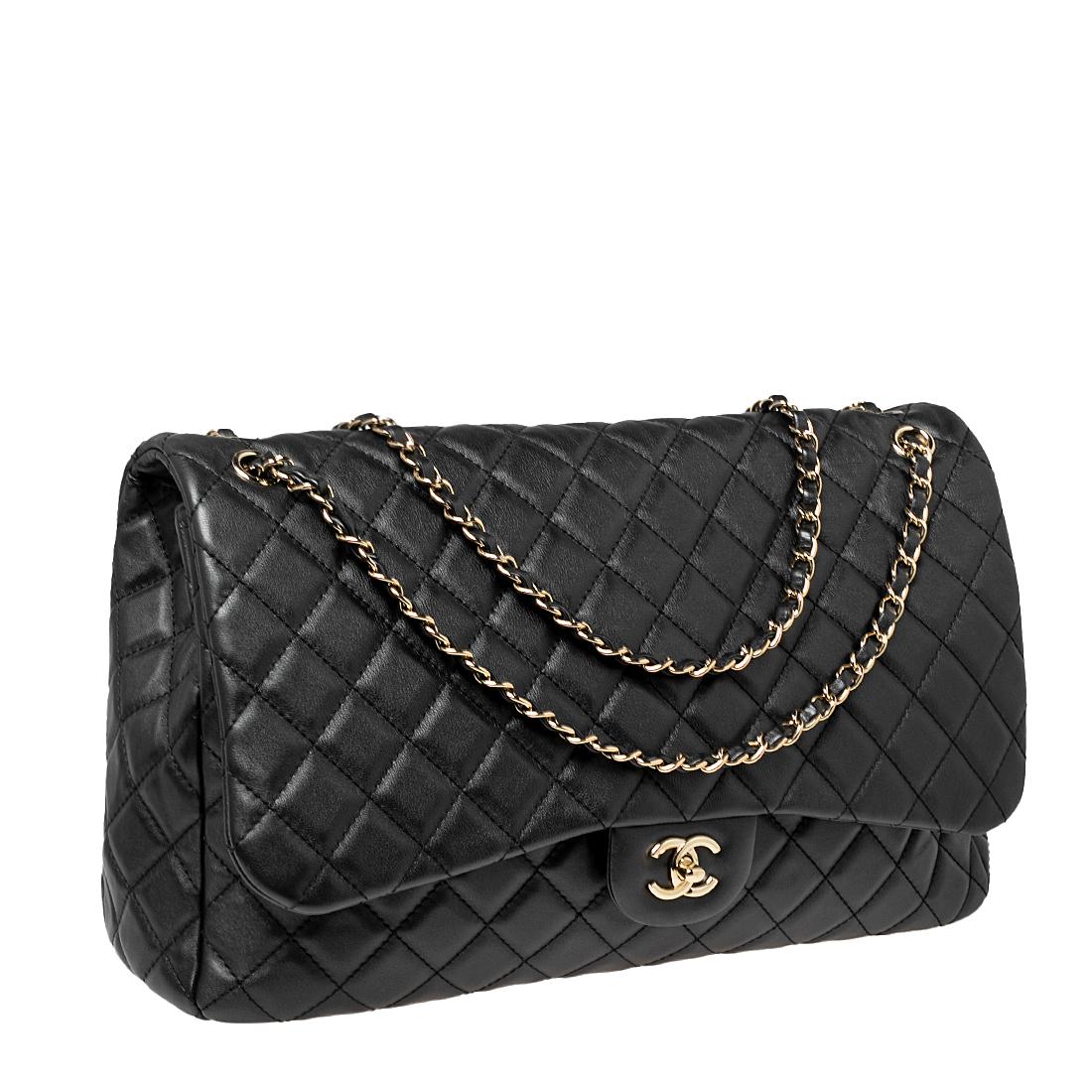 Women's Chanel Black Quilted Leather Maxi Classic Flap Bag