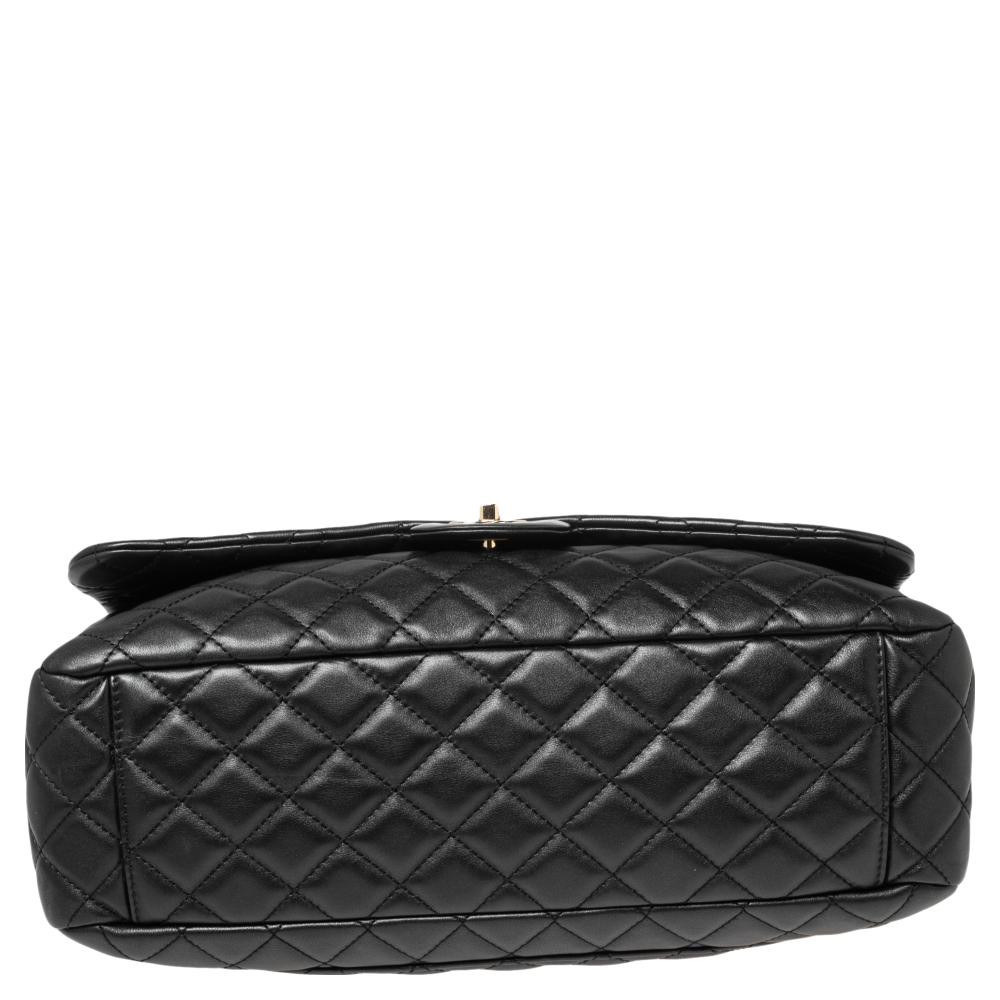 Chanel Black Quilted Leather Maxi Classic Flap Bag 1