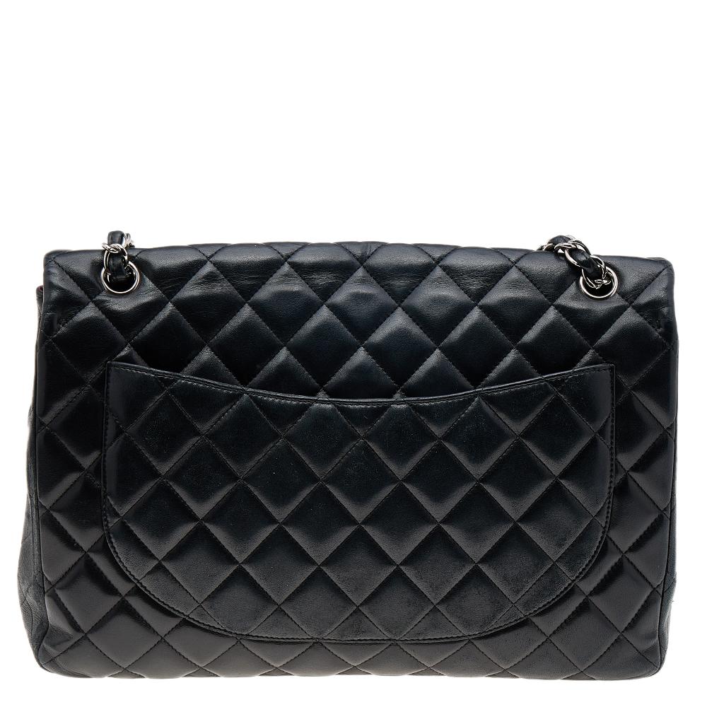 Chanel Black Quilted Leather Maxi Classic Flap Bag 5
