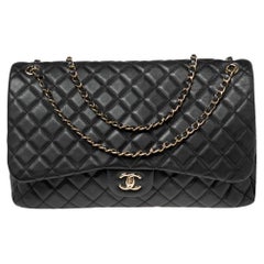 Chanel Black Quilted Leather Maxi Classic Flap Bag