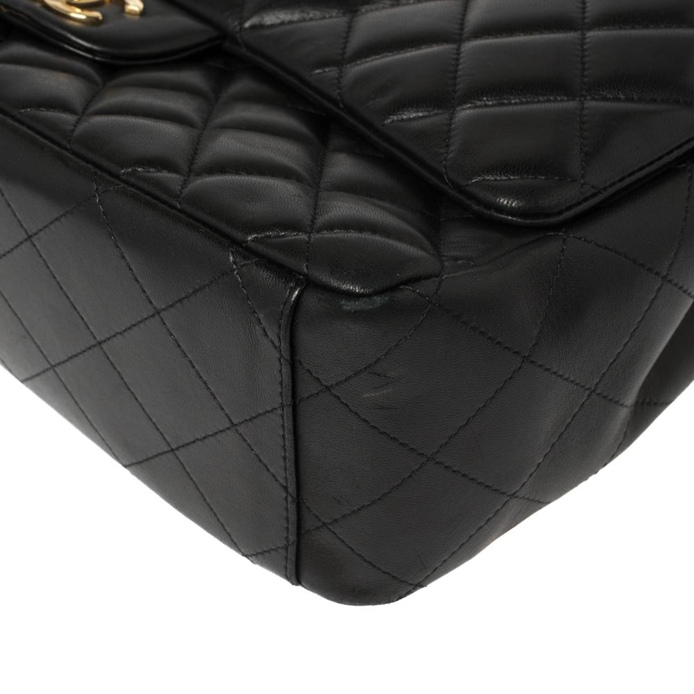 Chanel Black Quilted Leather Maxi Classic Single Flap Bag 6