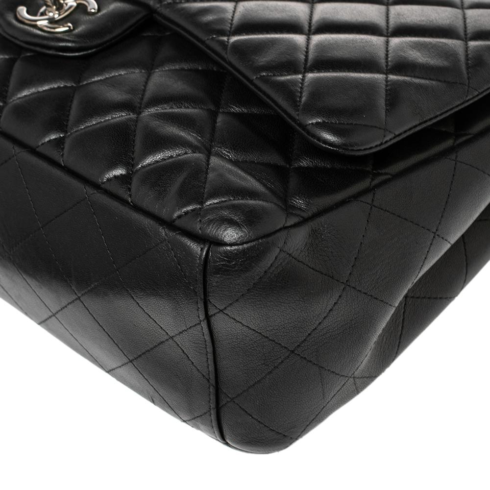 Chanel Black Quilted Leather Maxi Classic Single Flap Bag 6