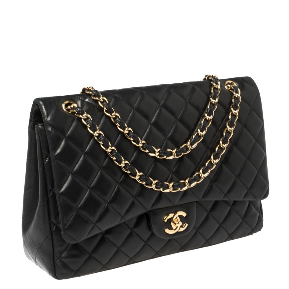 Women's Chanel Black Quilted Leather Maxi Classic Single Flap Bag