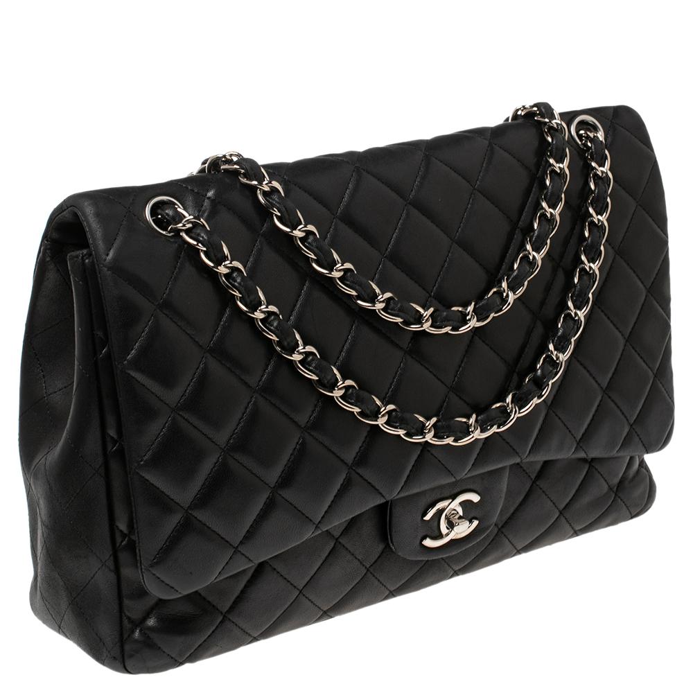 Women's Chanel Black Quilted Leather Maxi Classic Single Flap Bag