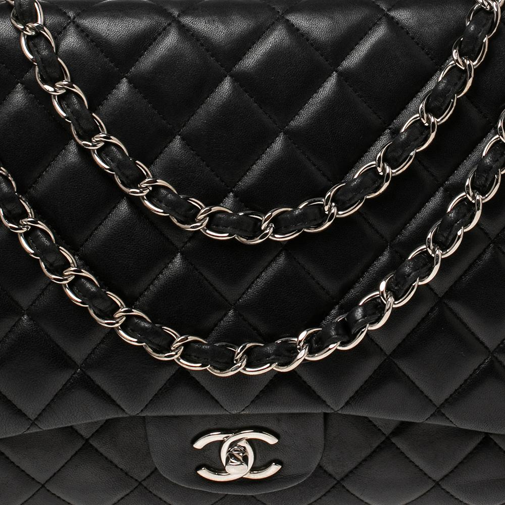 Chanel Black Quilted Leather Maxi Classic Single Flap Bag 2