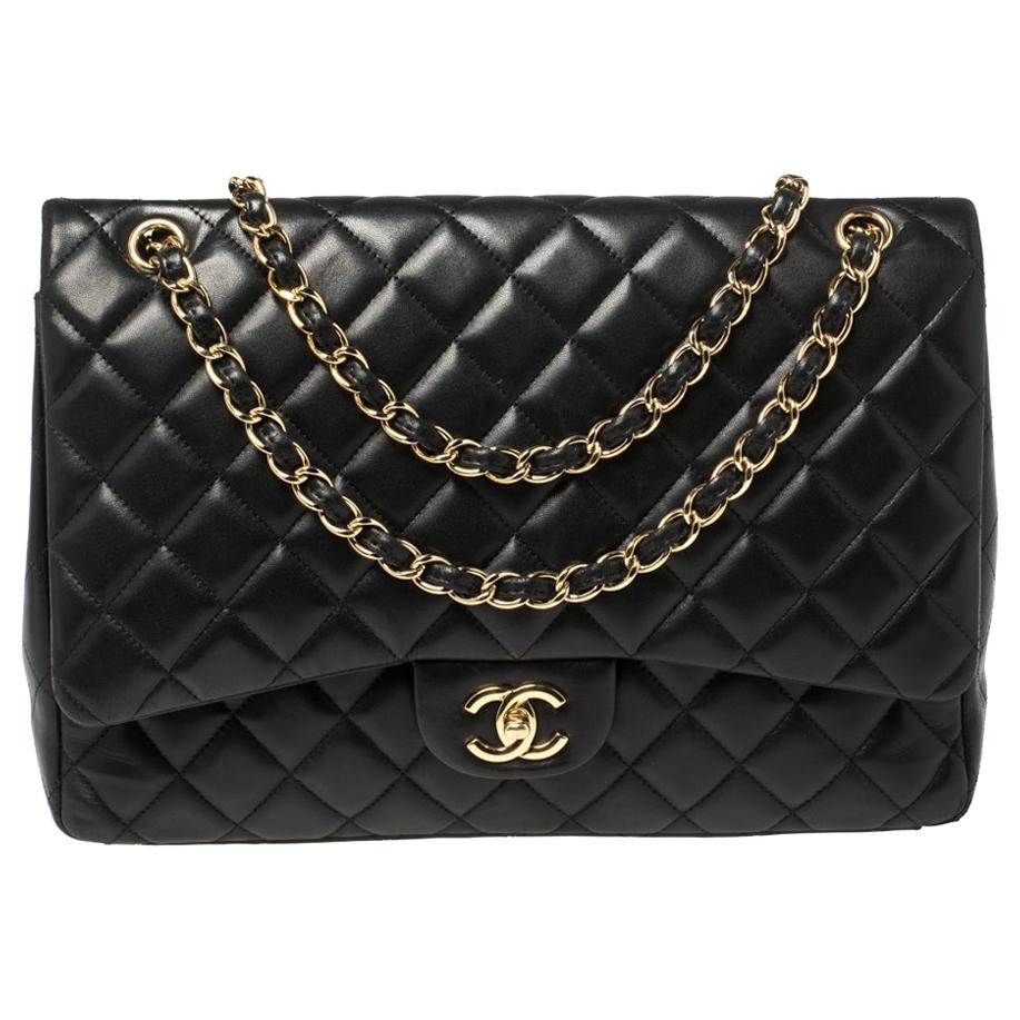 Chanel Black Quilted Leather Maxi Classic Single Flap Bag