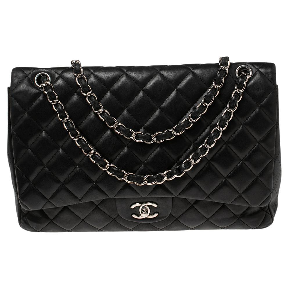 Chanel Black Quilted Leather Maxi Classic Single Flap Bag