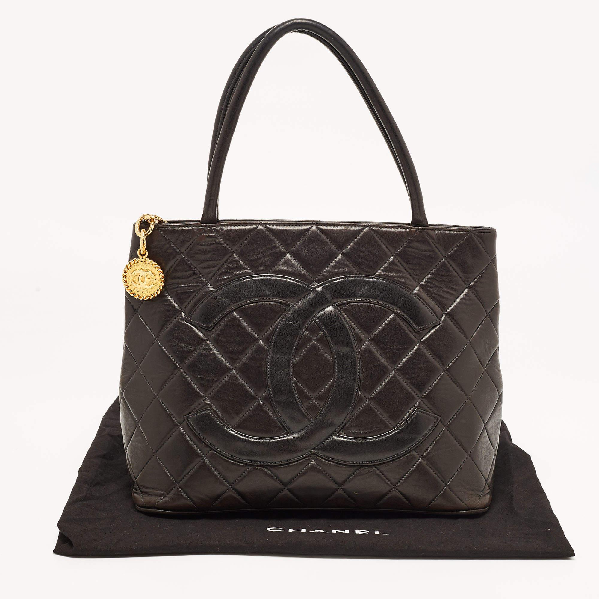 Chanel Black Quilted Leather Medallion Tote 16