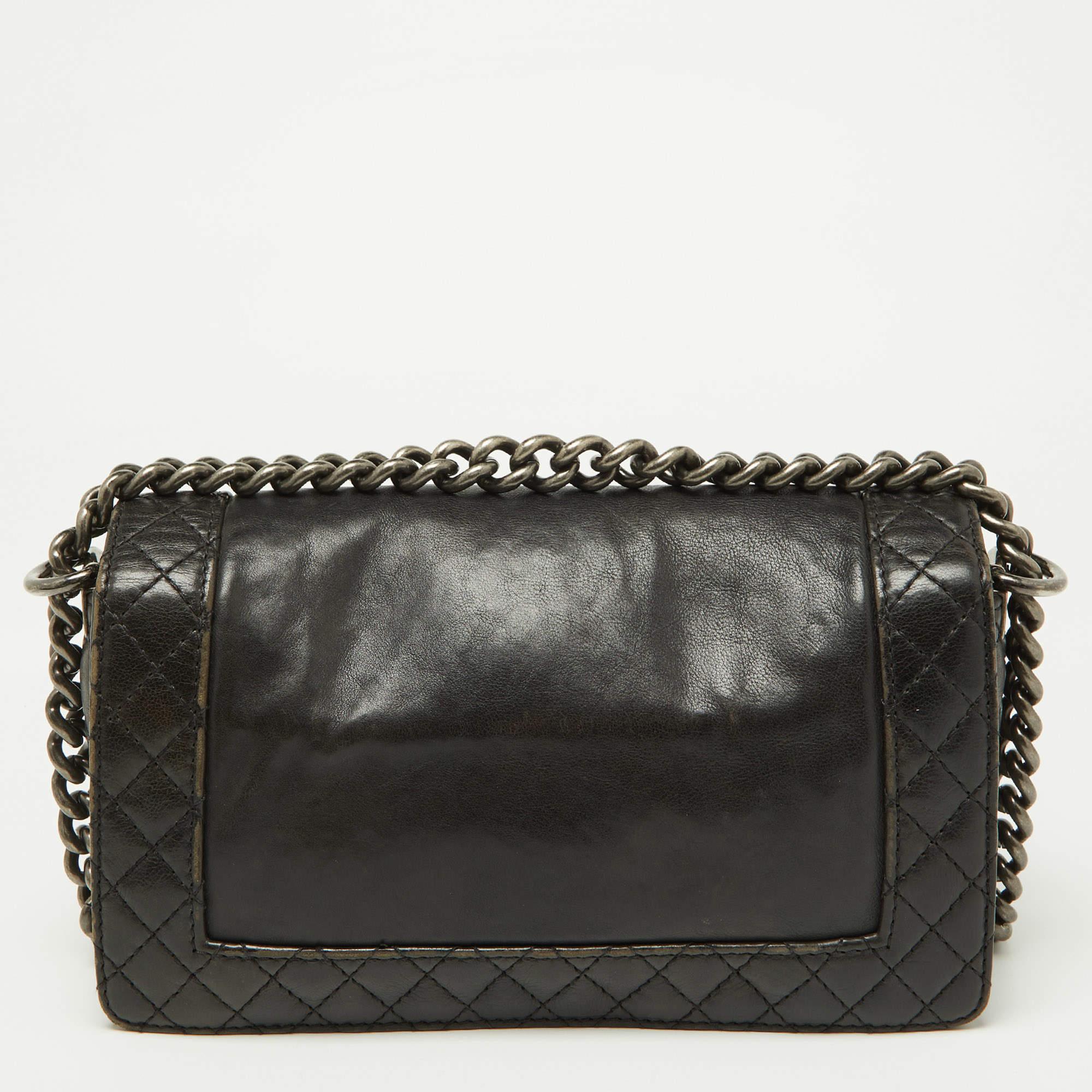 Chanel Black Quilted Leather Medium Boy Bag 7