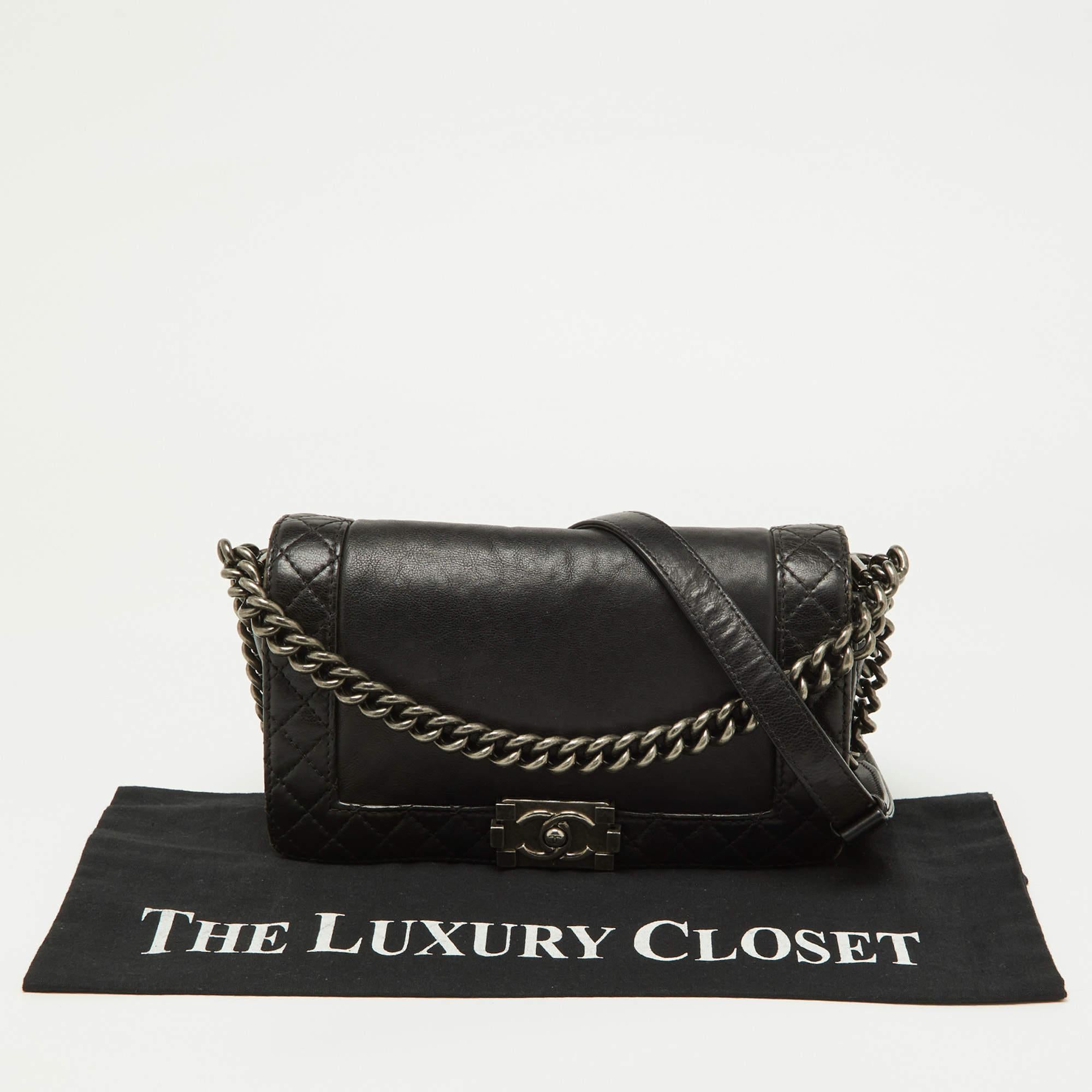 Chanel Black Quilted Leather Medium Boy Bag 9