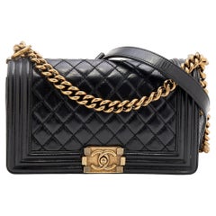 Chanel Black Quilted Leather Medium Boy Bag