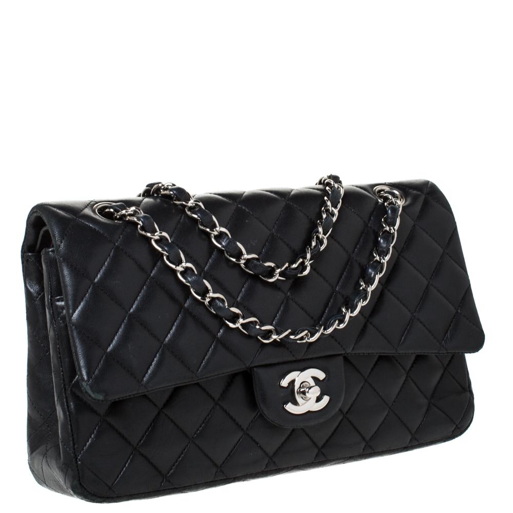 Women's Chanel Black Quilted Leather Medium Classic Double Flap Bag