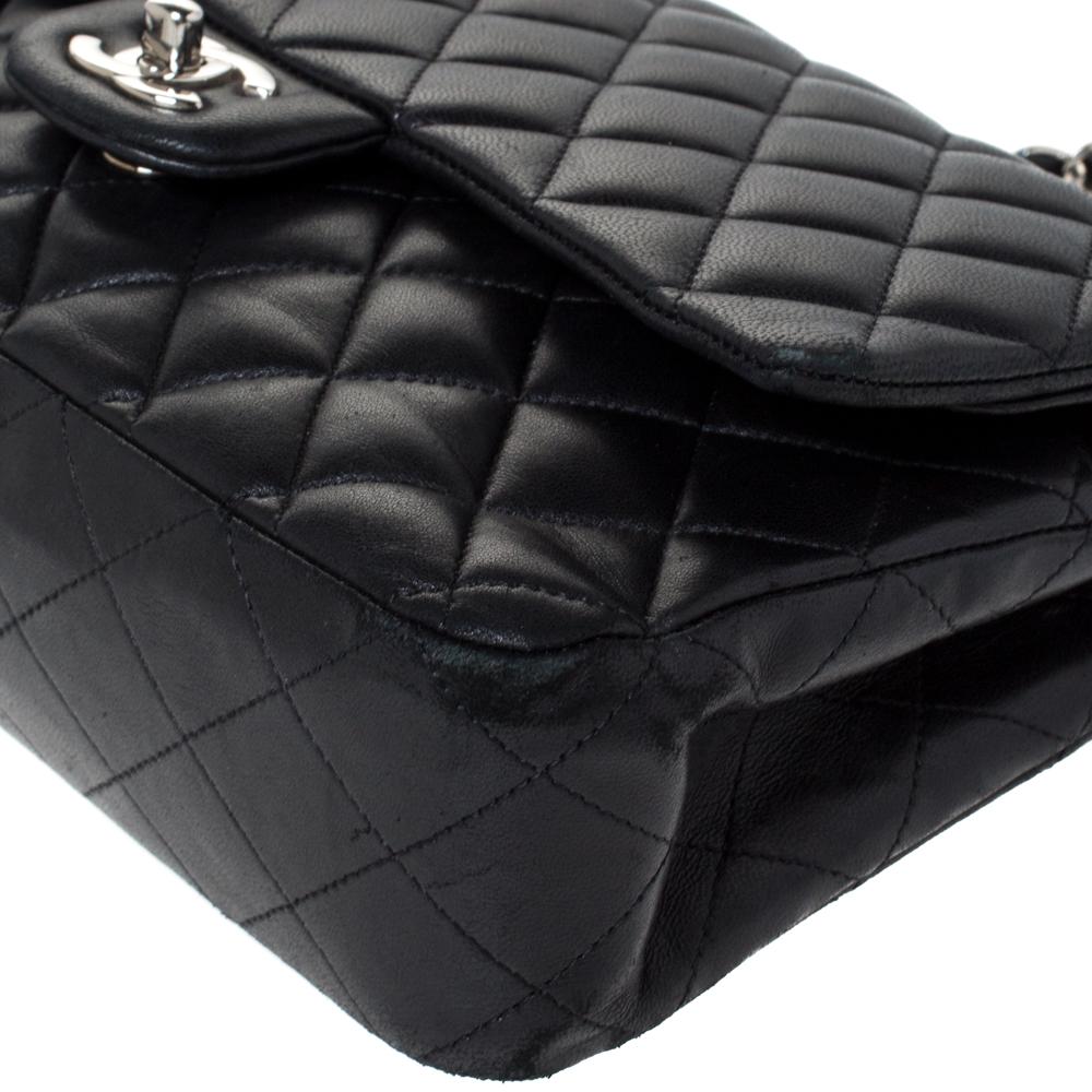 Chanel Black Quilted Leather Medium Classic Double Flap Bag 2