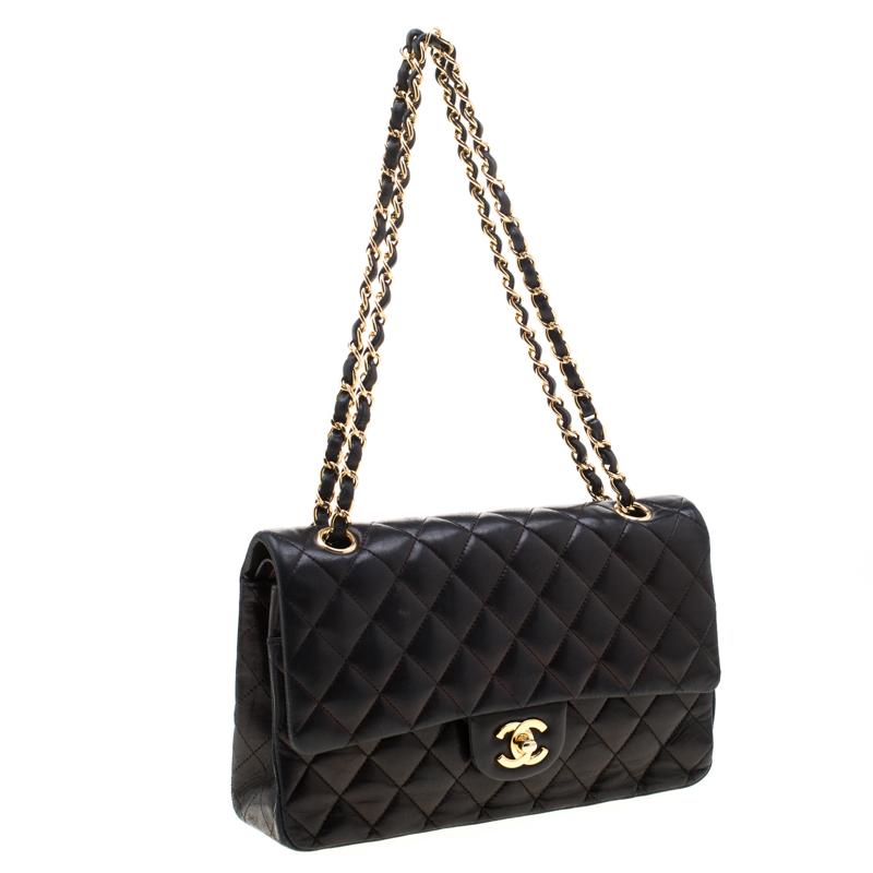 Chanel Black Quilted Leather Medium Classic Single Flap Bag 7