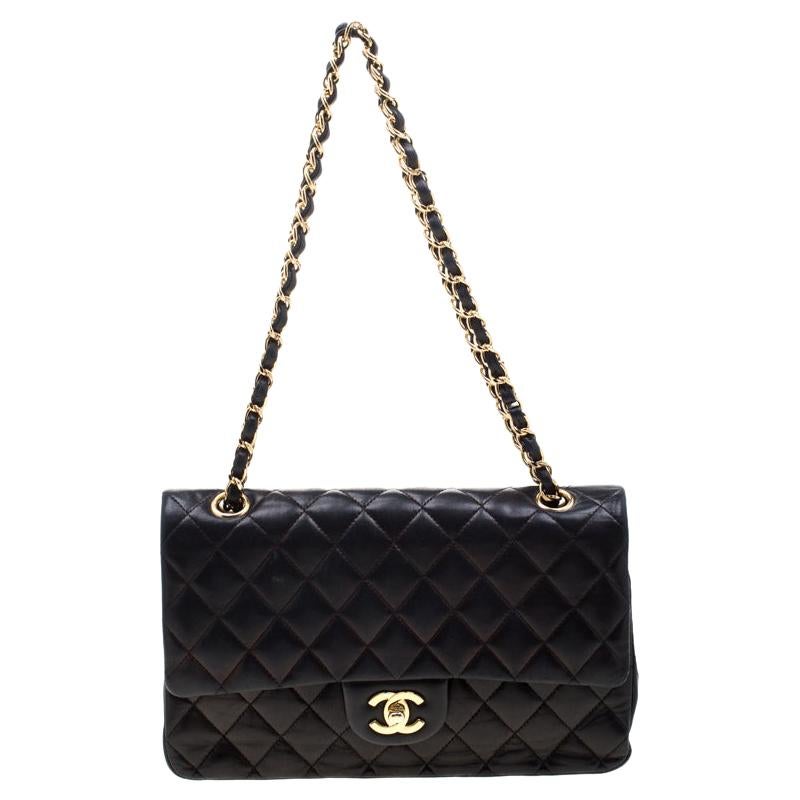 Chanel Black Quilted Leather Medium Classic Single Flap Bag