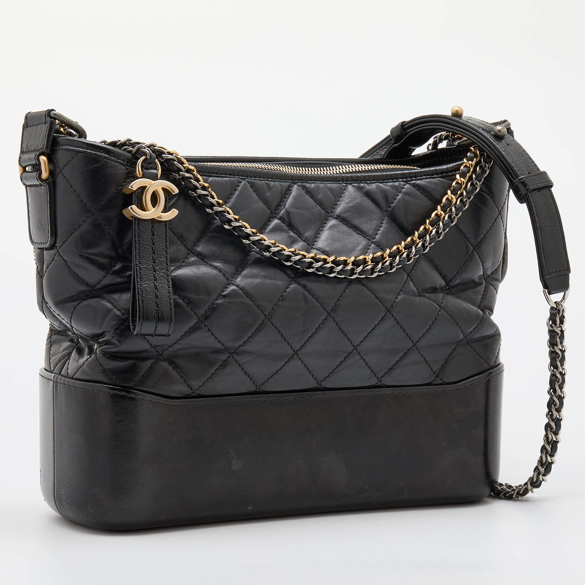 Women's Chanel Black Quilted Leather Medium Gabrielle Hobo
