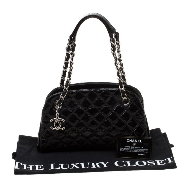 Chanel Timeless Bowler Black Quilted Canvas Satchel Bag