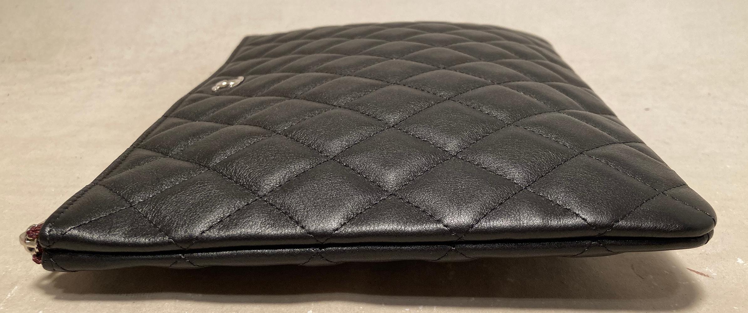 Chanel Black Quilted Leather Medium O Pouch In New Condition In Philadelphia, PA