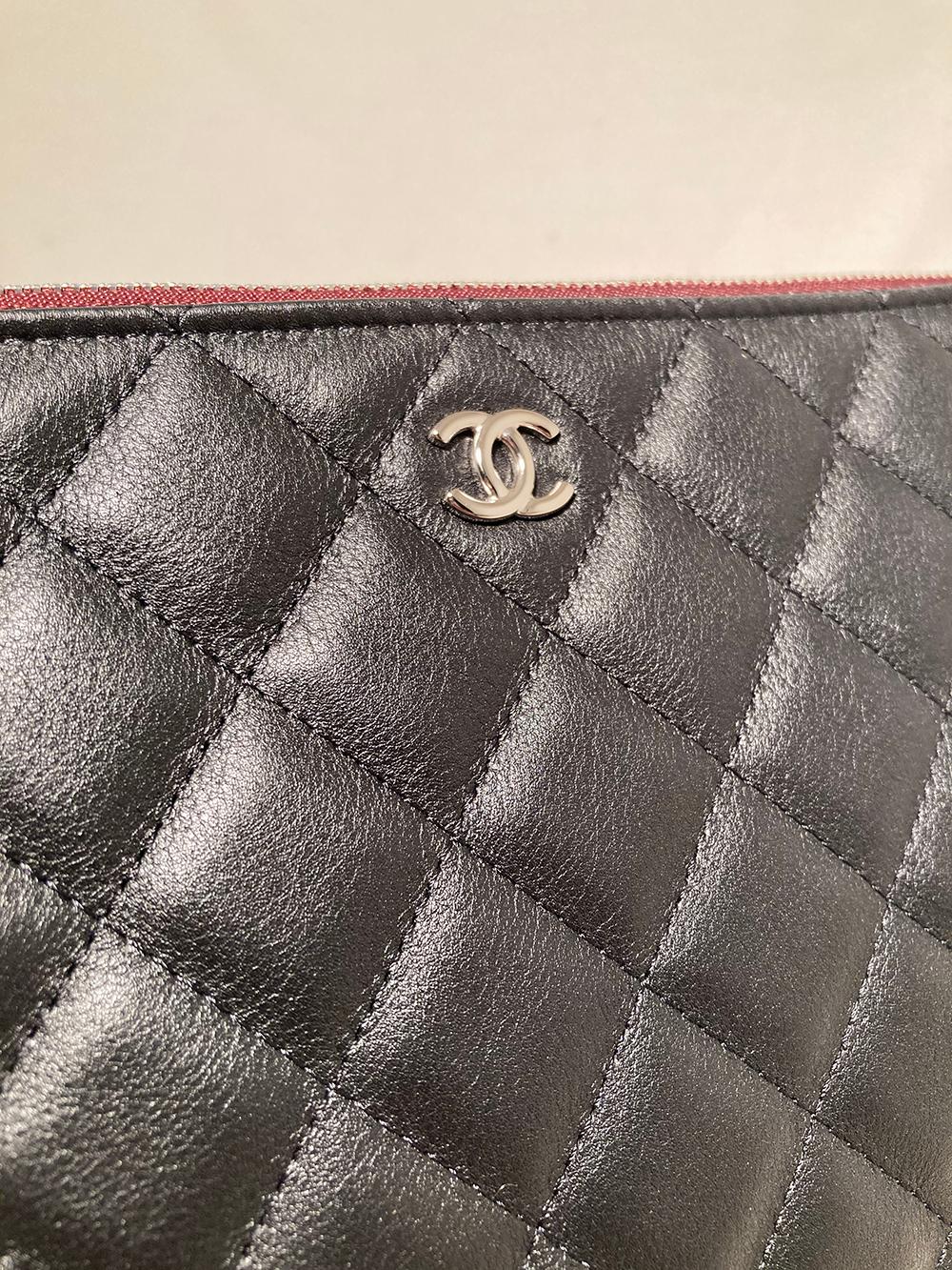 Chanel Black Quilted Leather Medium O Pouch 1